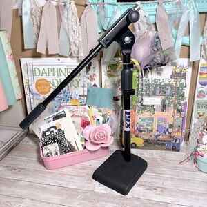 LyxPro Black Adjustable Microphone Boom Stand Weighted Base Desktop Mic Stand